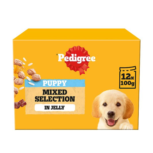 PEDIGREE Junior Puppy Wet Dog Food Mixed Selection In Jelly 12 x 100g Pouch