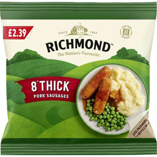 Richmond 8 Thick Pork Sausages 344g (8 Pack)