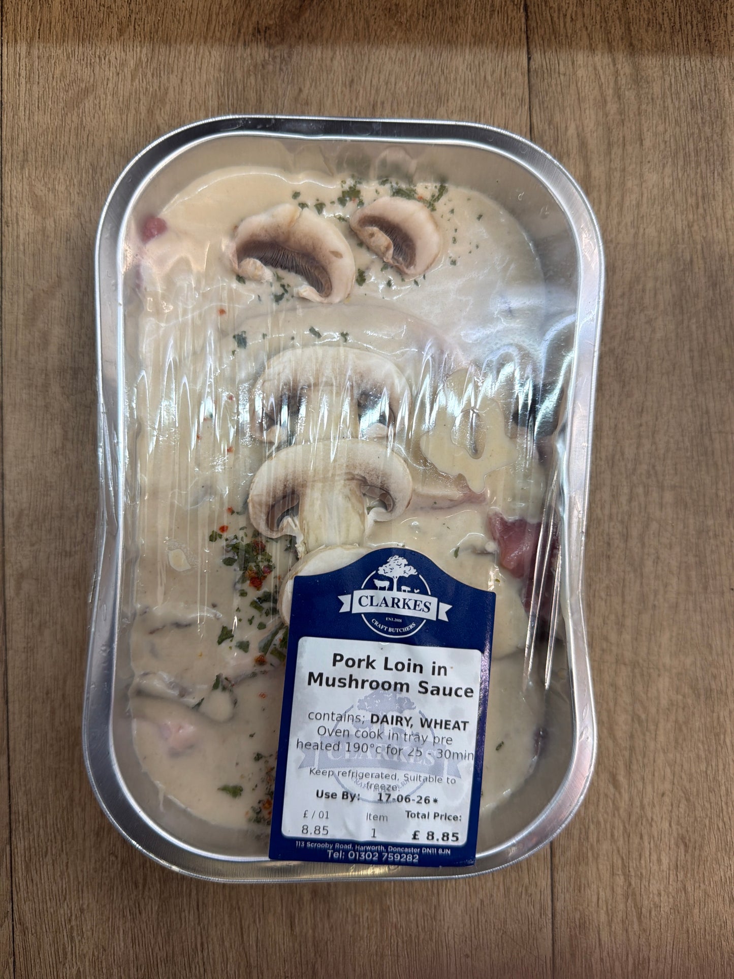 Clarkes Butchers Pork Pie Loin in Mushroom Sauce