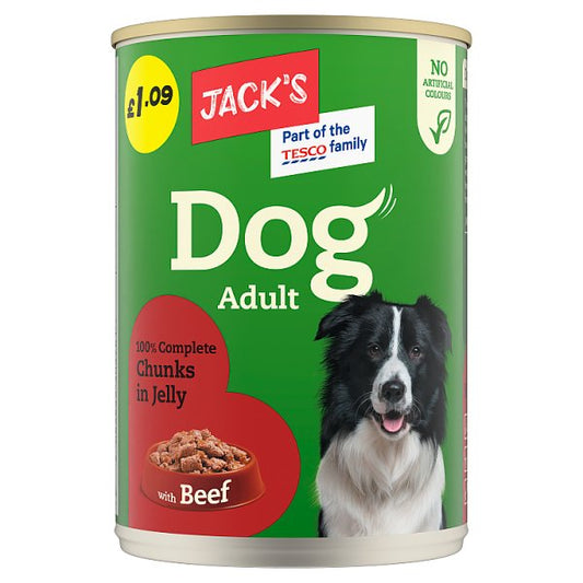 Jack's Dog Adult 100% Complete Chunks in Jelly with Beef 415g