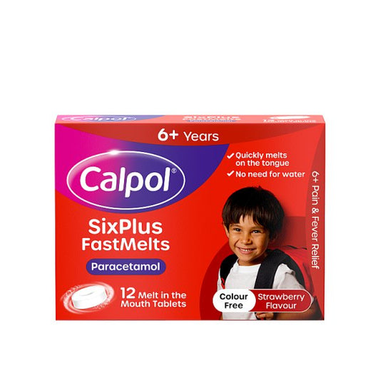 Calpol SixPlus Fast Melts Paracetamol Strawberry Flavour 6+ Years 12s