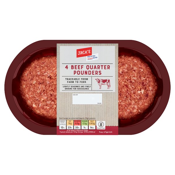 Jack's 4 Beef Quarter Pounders 454g
