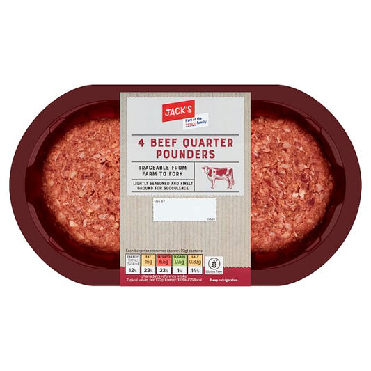 Jack's 4 Beef Quarter Pounders 454g
