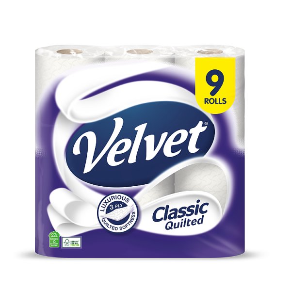 Velvet Classic Quilted Toilet Roll 9 Rolls