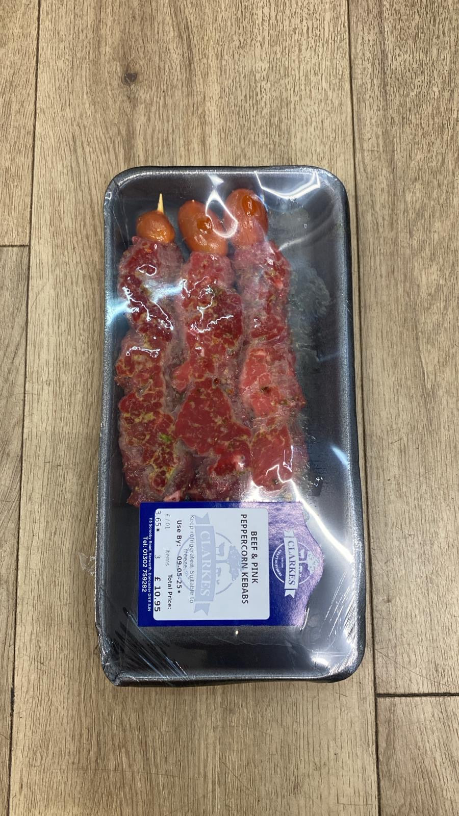 Clarkes Butchers Beef & Pink Peppercorn Kebabs