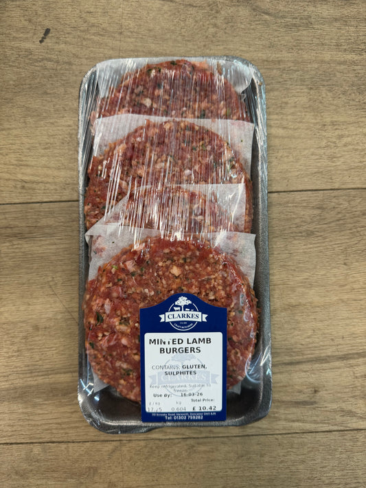 Clarkes Butchers Minted Lamb Burgers