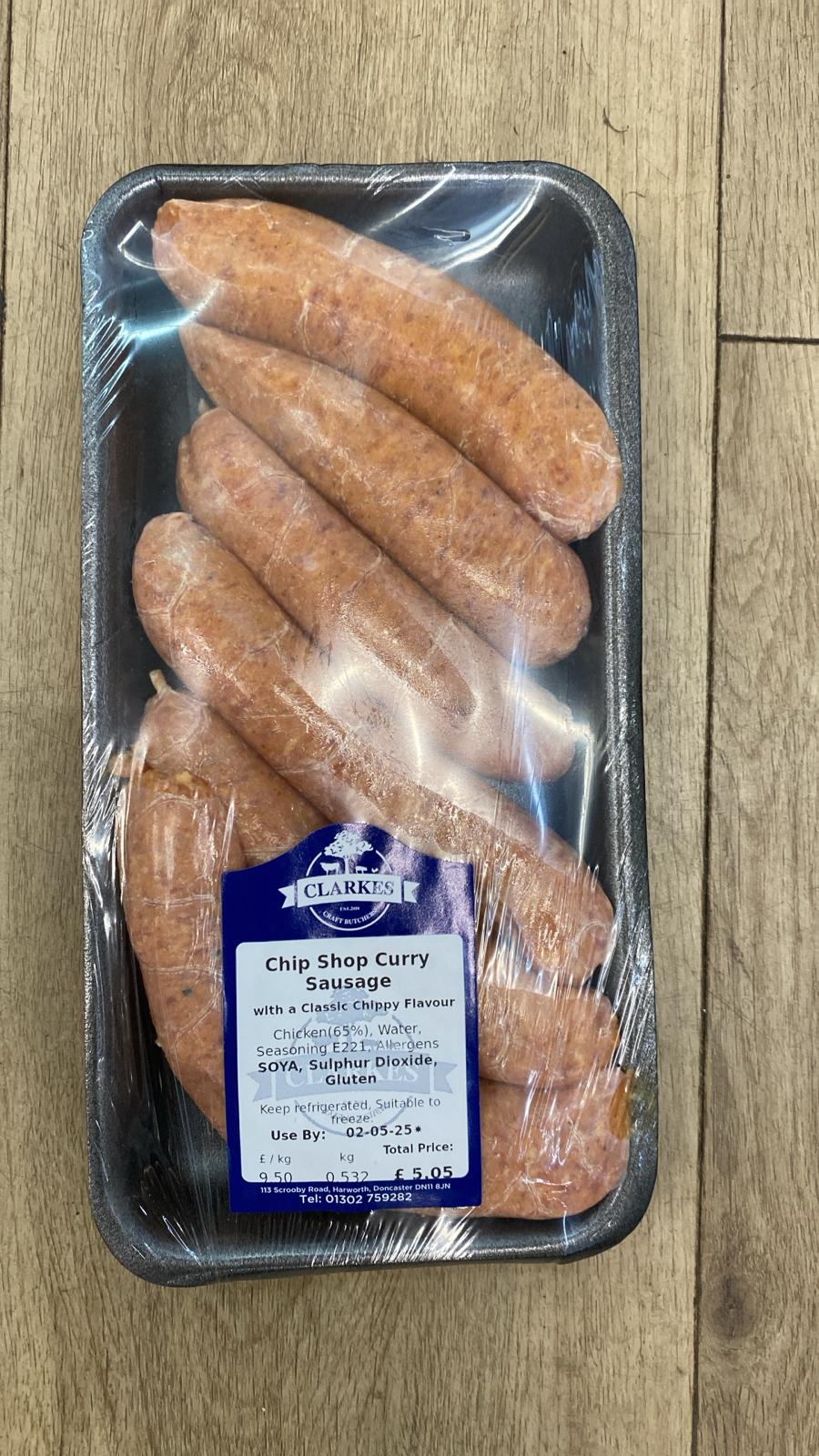 Clarkes Butchers Chip Shop Curry Sausage