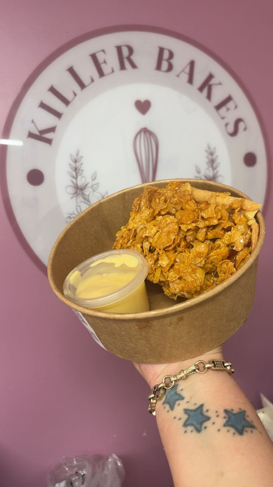 Killer Bakes Cornflake Tart with Custard