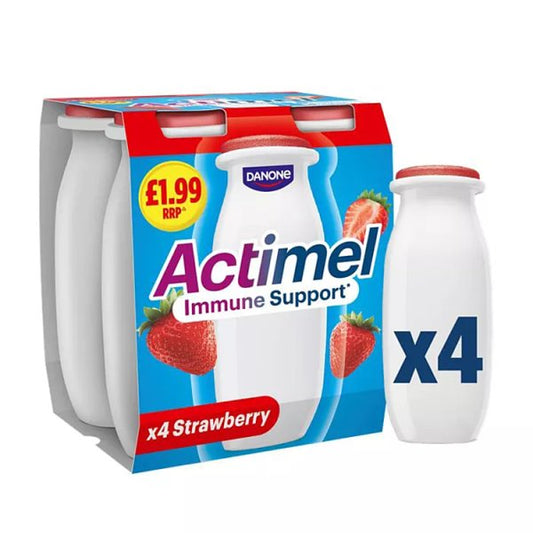 Actimel Strawberry Immunity Yoghurt Drink Multipack 4x100g