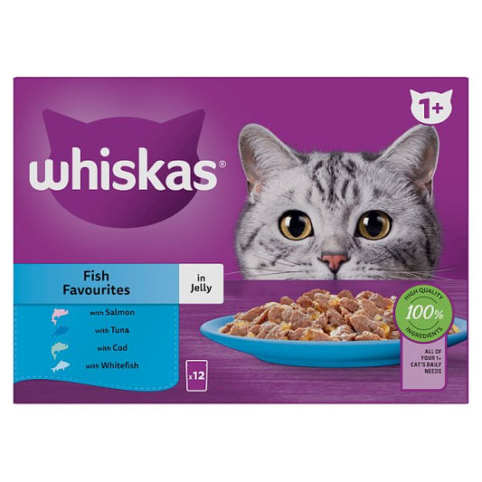 Whiskas 1+ Fish Favourites in Jelly 12 x 85g (1.02kg)