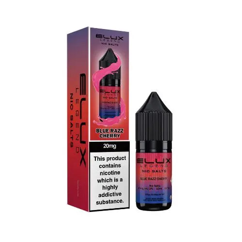 Elux Legend 10ml Nicotine Salt E-Liquids BLUE RAZZ CHERRY 20mg Nic Salts FULL BOX (10)