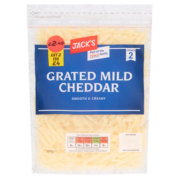 Jack's Grated Mild Cheddar 180g