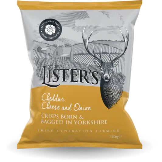 Listers Cheddar Cheese & Onion Crisps 150g