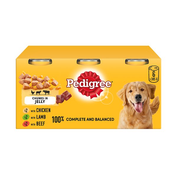 Pedigree Adult Wet Dog Food Tins Mixed in Jelly 6x385g