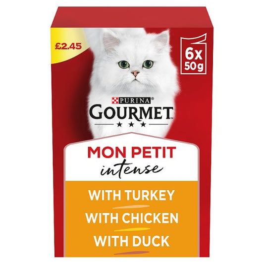 GOURMET Mon Petit Meaty Variety Duck, Chicken, Turkey Wet Cat Food 6x50g