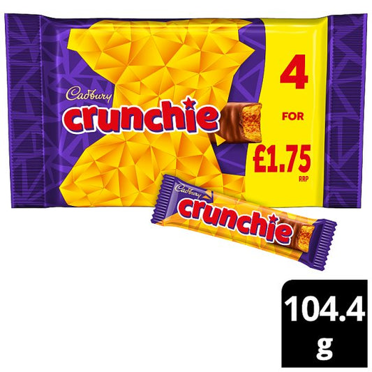 Cadbury Crunchie Chocolate Bar 4 Pack Multipack 104.4g