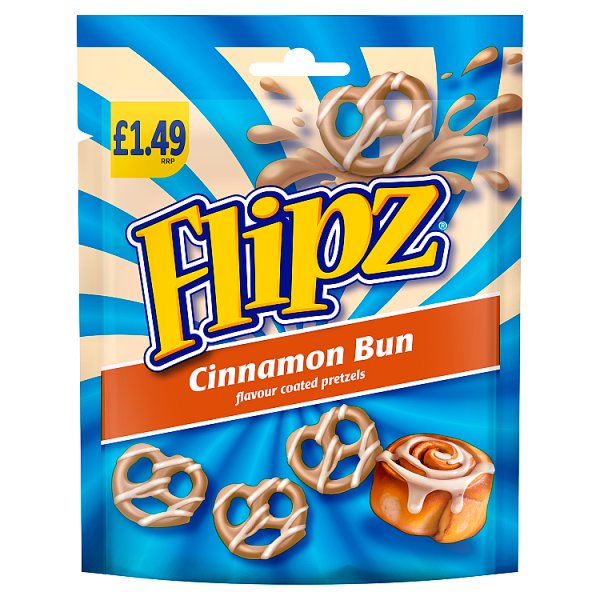 Flipz Cinnamon Bun Flavour Coated Pretzel Snacks 80g
