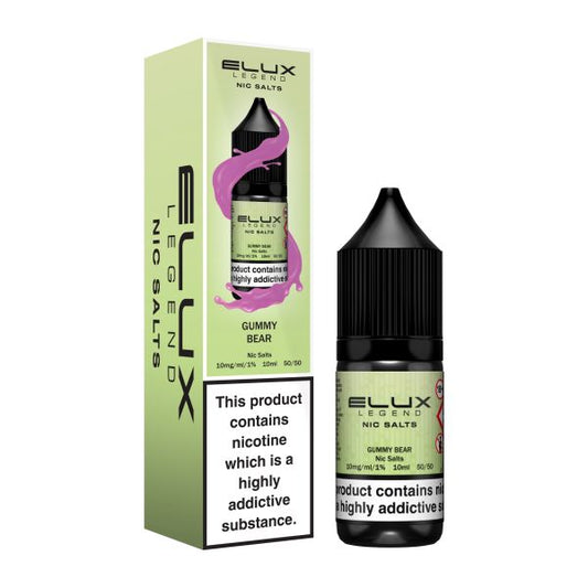 Elux Legend 10ml Nicotine Salt E-Liquids GUMMY BEAR 10mg Nic Salts FULL BOX (10)