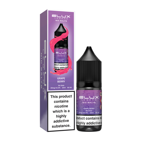 Elux Legend 10ml Nicotine Salt E-Liquids GRAPE BERRY 10mg Nic Salts