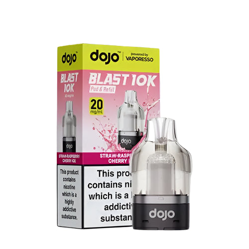 Dojo Blast 10K Prefilled Pod + Refill Container Straw-Raspberry Cherry